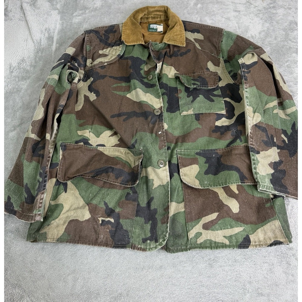Vintage Saftbak T Woodland Camouflage Hunting Jacket Men's Size XL Green